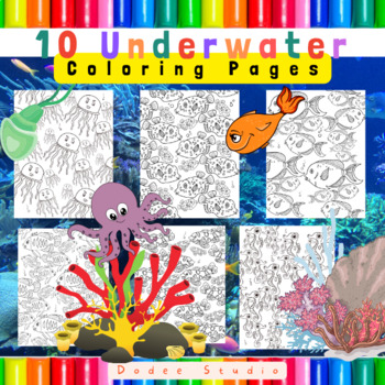 10 Underwater Coloring Pages: 10 Printable Worksheets Mindfulness