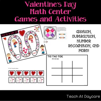 Preview of 10 Valentine's Day themed Kindergarten Math Center Games and Activities