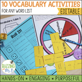 Vocabulary Activities for Any Word List with Editable Templates