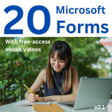 10 Vocabulary Builder Videos with Microsoft Form Quizzes, V2