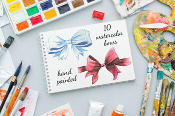 Download 10 Watercolor Pink Bows Cliparts Red Hand Painted Watercolor Bow Clipart