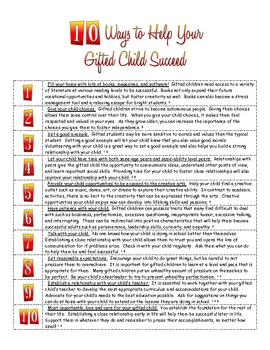 Preview of 10 Ways To Help Your Gifted Child Suceed for Parents