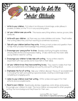 Preview of 10 Ways to Set the "Write" Attitude {Parent/ Teacher Conference Handout}