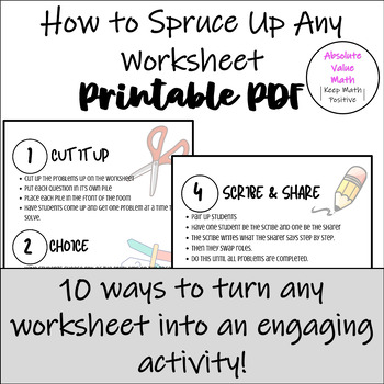 Preview of 10 Ways to Turn Any Worksheet into an Engaging Activity! (LOW PREP IDEAS!)