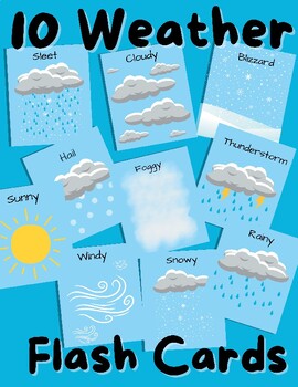 Preview of 10 Weather Flash Cards: Learning About The Weather