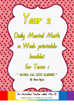 Preview of ACARA, Year 2, Term 1, 10 Week Daily Computation Warm-up Math Fact Booklet.
