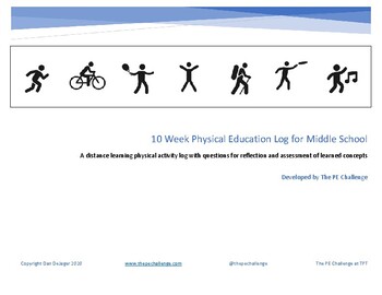 Preview of 10 Week Middle School Physical Education Activity Log (Distance Learning)