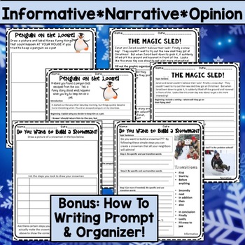 10 Winter Writing Prompts PLUS 10 Writing Graphic Organizers 2nd-5th Grade