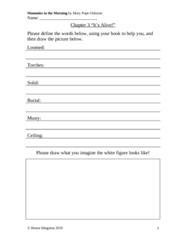 Preview of 10 Worksheets for Mummies in the Morning (Magic Tree House #3) With Answers!