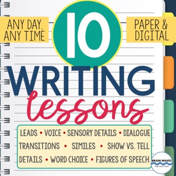 Preview of Writing Lessons - 10 Mini-Lessons, Writer's Workshop, Prompts (Paper & Digital)