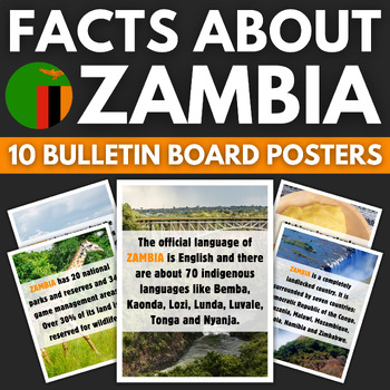 Preview of 10 Zambia Facts Bulletin Board Posters | Africa Travel Classroom Decor