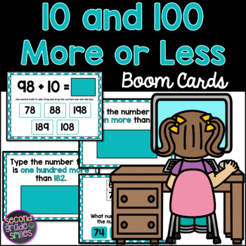 Preview of 10 and 100 More or Less Boom Cards