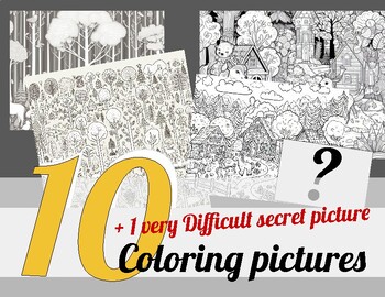 Preview of 10 coloring pictures +1 difficult secret picture