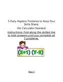 16 days of Algebra 1 Basics to Keep Your Skills Sharp Dist