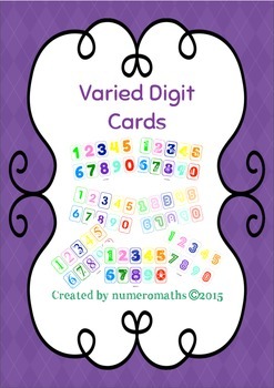 Preview of 10 different sets of Digit Cards - Clipart