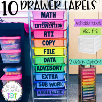 Preview of 10 drawer cart labels EDITABLE