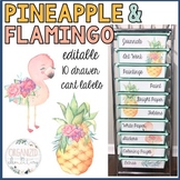 10 drawer cart labels EDITABLE | pineapple and flamingos