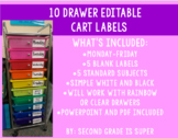 10 drawer cart labels EDITABLE