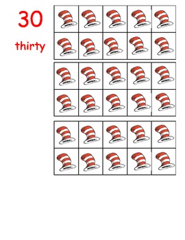 10 frame red white hat number cards 0-50 flashcards math center ...