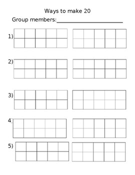 10 frame templates- ways to make 20 by Let's Teach | TPT