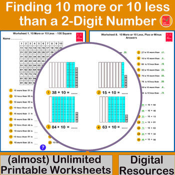 Preview of Find 10 more or 10 less than a 2-digit number mentally - 1st Grade