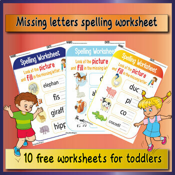 Preview of 10 pages  Missing letters spelling worksheet