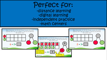 Preview of 10's Frame Addition with Number Bonds Google Slides for Distance Learning 