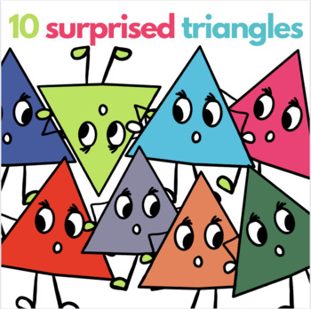 Preview of 10 surprised triangles clipart - colorful funny geometry cliparts PNG