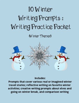 Preview of 10 winter writing prompts practice sheets ELA comparison break creative MS HS