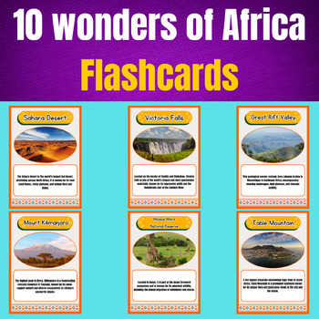 Preview of 10 wonders of Africa: Printable Flashcards.
