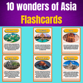 Preview of 10 wonders of Asia: Printable Flashcards.