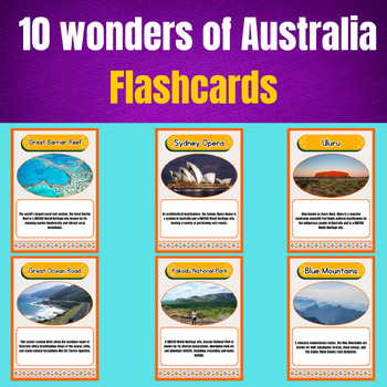 Preview of 10 wonders of Australia: Printable Flashcards.