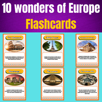 Preview of 10 wonders of Europe: Printable Flashcards.