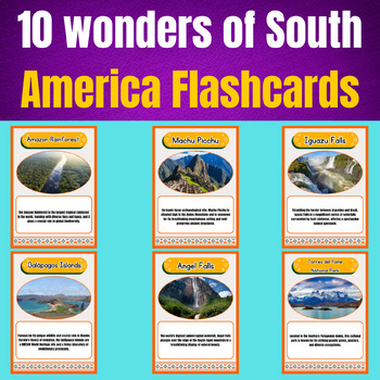 Preview of 10 wonders of South America: Printable Flashcards.