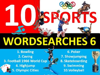 Preview of 10 x Sports #6 Wordsearches PE Fitness Health Starter Settler Activity Homework