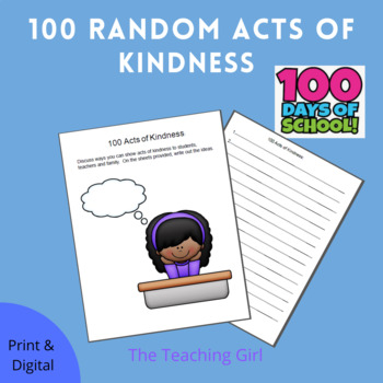 100 ACTS OF KINDNESS | 100 DAYS OF SCHOOL by The Teaching Girl | TPT