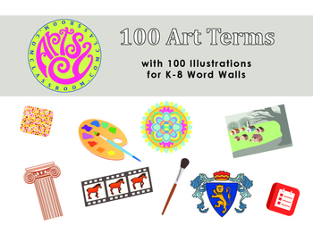 Preview of Art Word Walls - 100 Art Terms with illustrations