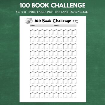 Preview of 100 Book Challenge | 8.5" x 11" Instant Download Printable