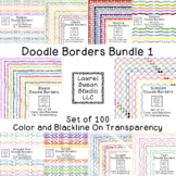 100 Doodle Borders Clip Art Bundle Set 1 PNG Blackline Com