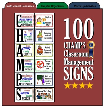 Preview of 100 CHAMPs Classroom Management Signs