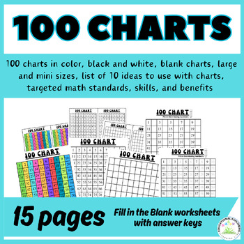 Preview of 100 CHARTS - full/mini sizes, color/black & white, blank, fill in the blank