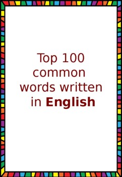 Preview of 100 COMMON ENGLISH WORDS