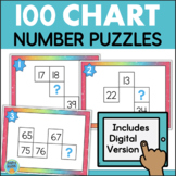 Hundreds Chart Puzzles Missing Number Task Cards 100s 100 
