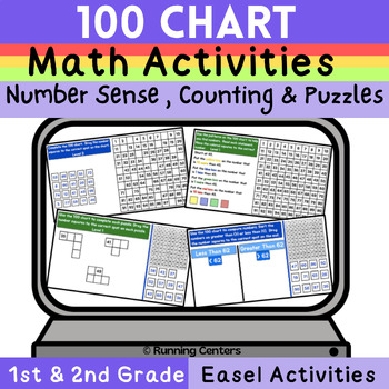 Preview of 100 Chart Math Activities - Counting, Number Sense, Puzzles - Easel Only
