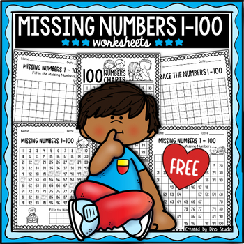 Preview of 100 Chart Missing Number - Counting to 100 - Fill in the Missing Numbers to 100