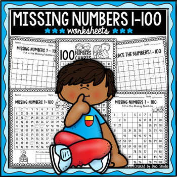 Preview of 100 Chart Missing Number - Counting to 100 - Fill in the Missing Numbers to 100