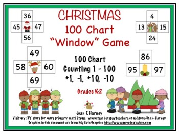 Preview of 100 Chart "Window" Game for CHRISTMAS