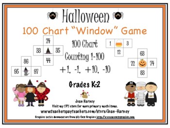 Preview of 100 Chart "Window" Game for HALLOWEEN