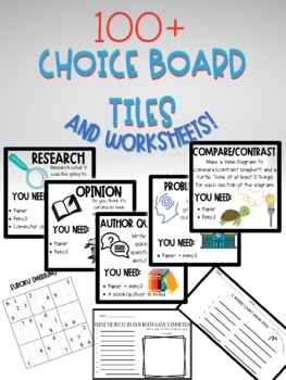 Preview of 100+ Choice Board Tiles and Worksheets