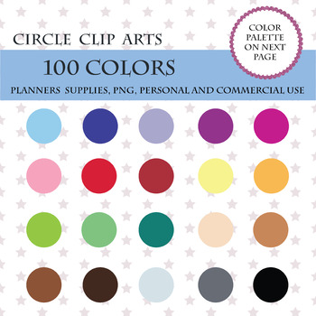 Preview of 100 Circles clipart, Round circles for planner, Colorful Dotts for Kids